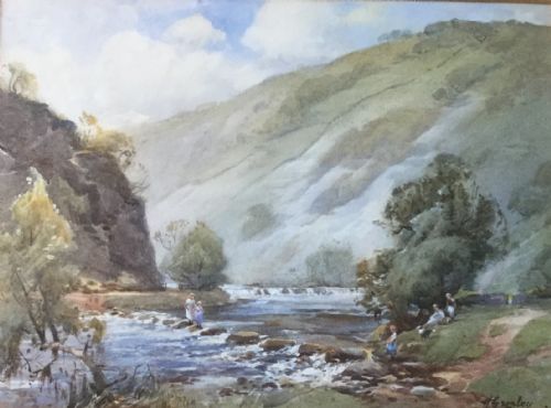 harold gresley watercolour 'dovedale' - CATEGORY: ANTIQUE ART - DATED 1930