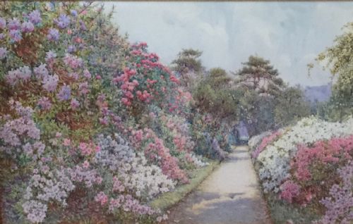 earthur rowe watercolour the long walk villa carlottalake como - CATEGORY: ANTIQUE ART - DATED 1900