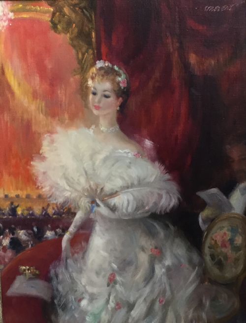 john strevens oil painting une agreable soiree - CATEGORY: ANTIQUE ART - DATED 1950