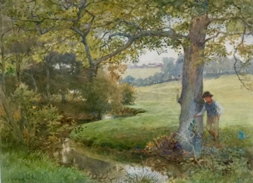 charles edward wison watercolour the fisher boy - CATEGORY: ANTIQUE ART - DATED 1910