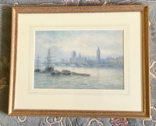 WALTER DUNCAN WATERCOLOUR THE HOUSES OF PARLIAMENT FROM THE RIVER THAMES - ADDITIONAL PHOTO 1
