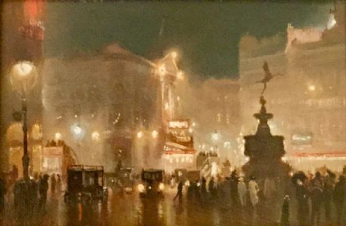 george hyde pownall oil piccadilly circus - CATEGORY: ANTIQUE ART - DATED 1910