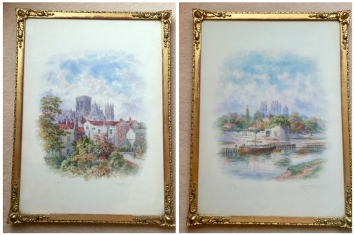 PAIR GEORGE FALL WATERCOLOURS GRAYS COURTAND MINSTER YORK AND MARYGATE TOWERMINSTER YORK - ADDITIONAL PHOTO 1