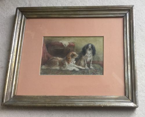 HARRISON WILLIAM WEIR WATERCOLOUR TWO KING CHARLES SPANIELS - ADDITIONAL PHOTO 1