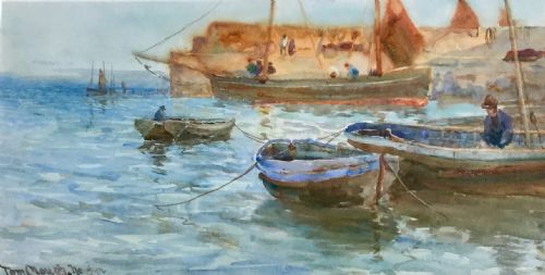 tom clough watercolour newlyn - CATEGORY: ANTIQUE ART - DATED 1900