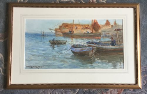 TOM CLOUGH WATERCOLOUR NEWLYN - ADDITIONAL PHOTO 1