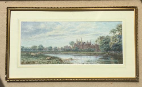 FJLEES PAIR WATERCOLOURS ETON COLLEGE FROM THE THAMES AND WINDSOR CASTLE FROM CLEAVE - ADDITIONAL PHOTO 1