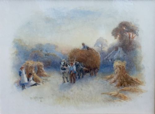 joseph yelverton dawbarn watercolour the last load - CATEGORY: ANTIQUE ART - DATED 1900