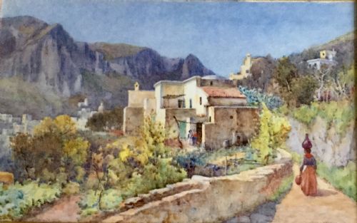 willie stephenson watercolour italian view - CATEGORY: ANTIQUE ART - DATED 1900
