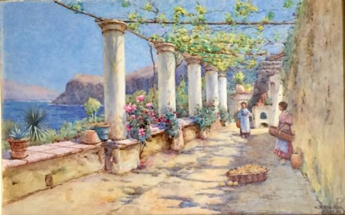 willie stephenson watercolour italian view - CATEGORY: ANTIQUE ART - DATED 1920