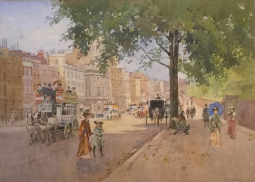william fliddell watercolour looking east along piccadillygreen park on the right - CATEGORY: ANTIQUE ART - DATED 1900