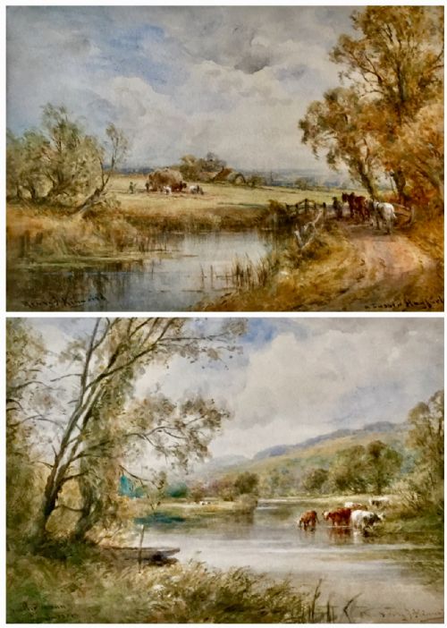 henry john kinnaird pair of watercolours a sussex hayfield on the arunsussex - CATEGORY: ANTIQUE ART - DATED 1900