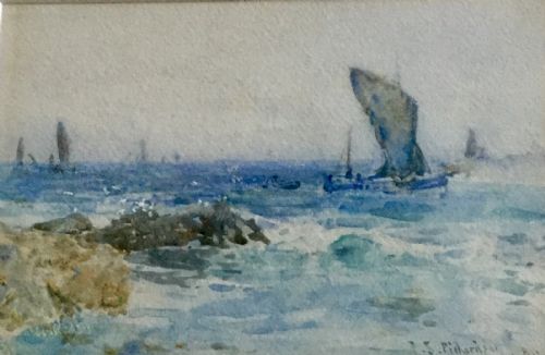frederick stuart richardson watercolour off staithes - CATEGORY: ANTIQUE ART - DATED 1920