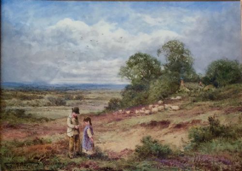 henry john sylvester stannard watercolour the shepherds boy - CATEGORY: ANTIQUE ART - DATED 1910