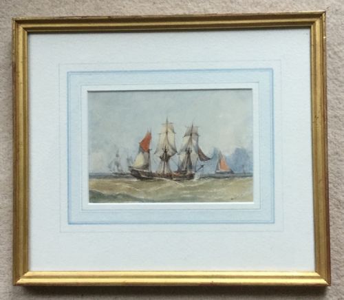 PAIR OF MARINE WATERCOLOURS WILLIAM CALCOTT KNELL - ADDITIONAL PHOTO 1
