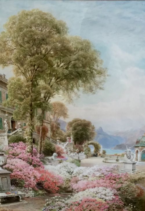 ebenezer wake cook watercolour the garden of villa melzibellagiolake como italy - CATEGORY: ANTIQUE ART - DATED 1910