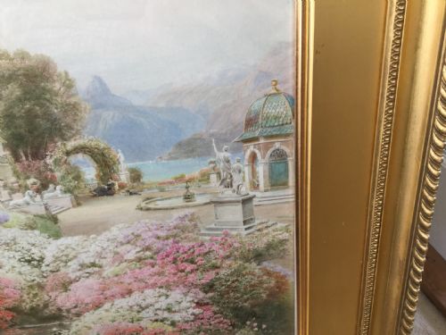 EBENEZER WAKE COOK WATERCOLOUR THE GARDEN OF VILLA MELZIBELLAGIOLAKE COMO ITALY - ADDITIONAL PHOTO 4