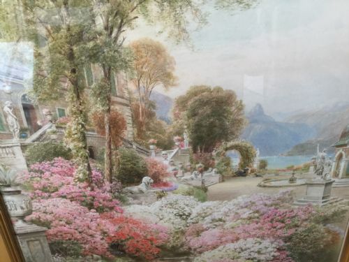 EBENEZER WAKE COOK WATERCOLOUR THE GARDEN OF VILLA MELZIBELLAGIOLAKE COMO ITALY - ADDITIONAL PHOTO 5