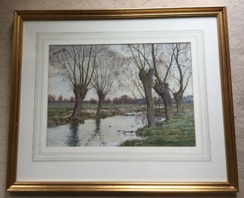 ARTHUR ANDERSON FRASER WATERCOLOUR FENLAND RIVER LANDSCAPE - ADDITIONAL PHOTO 1