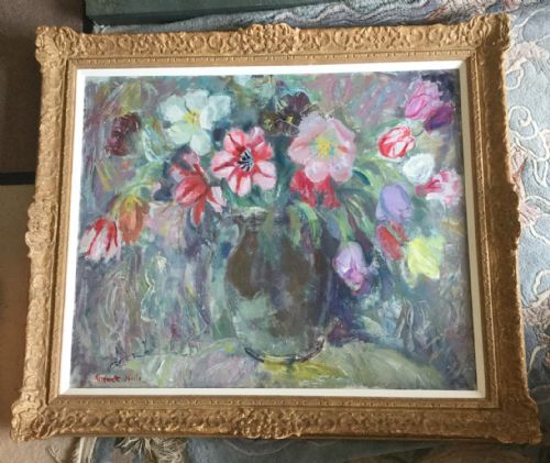 MARGARET ROSS HISLOP OIL PAINTING TULIPS - ADDITIONAL PHOTO 1