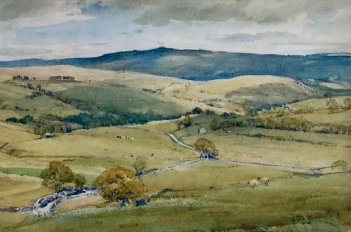 arthur reginald smith watercolour the road to burnsall north yorkshire - CATEGORY: ANTIQUE ART - DATED 1920