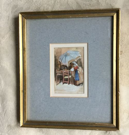 KEELEY HALSWELLE WATERCOLOUR A STREET STALL - ADDITIONAL PHOTO 1
