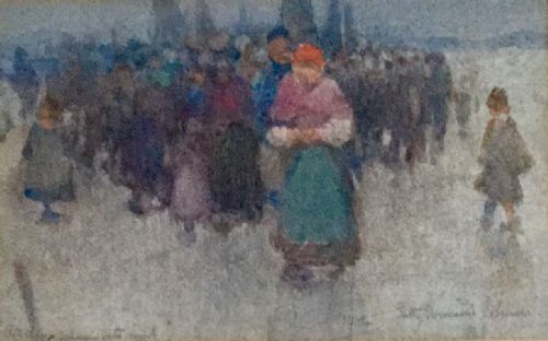 patty townsend johnson watercolour as day passes into night - CATEGORY: ANTIQUE ART - DATED 1900