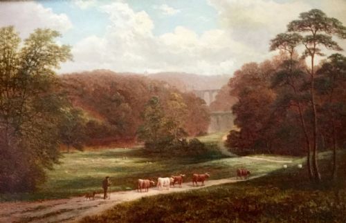 william mellor oil painting the river nidd knaresboroughviewed from bilton fieldsnorth yorkshire - CATEGORY: ANTIQUE ART - DATED 1900