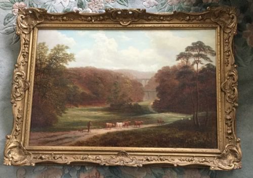 WILLIAM MELLOR OIL PAINTING THE RIVER NIDD KNARESBOROUGHVIEWED FROM BILTON FIELDSNORTH YORKSHIRE - ADDITIONAL PHOTO 1