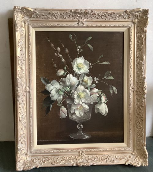TERENCE LOUDON OIL PAINTING CHRISTMAS ROSES - ADDITIONAL PHOTO 1