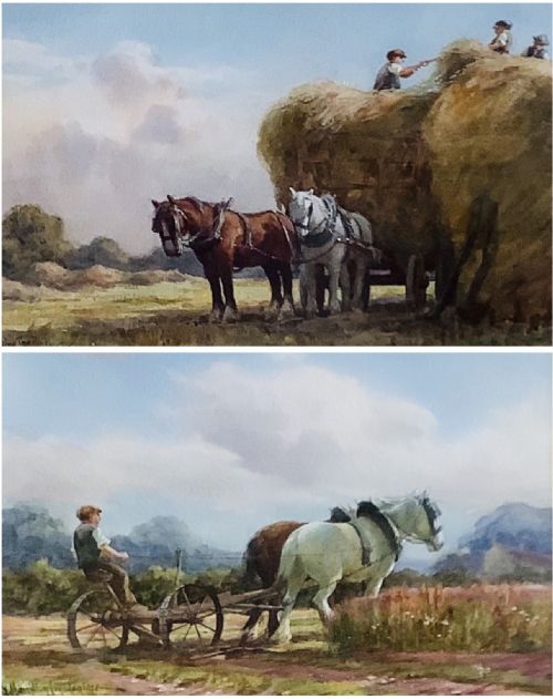 george hamilton constantine pair of watercolours building the rick companion - CATEGORY: ANTIQUE ART - DATED 1930