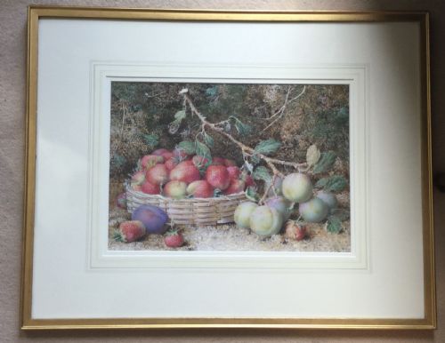 WILLIAM BHOUGH WATERCOLOUR STILL LIFE OF STRAWBERRIES AND PLUMS - ADDITIONAL PHOTO 1