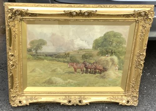 JOHN ATKINSON WATERCOLOUR HARVEST TIME - ADDITIONAL PHOTO 1