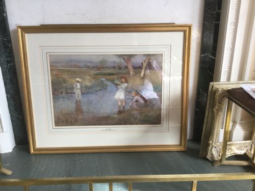 JOHN PEDDER WATERCOLOUR CATCHING MINNOWSTOWN MEADOWSMAIDSTONE - ADDITIONAL PHOTO 1