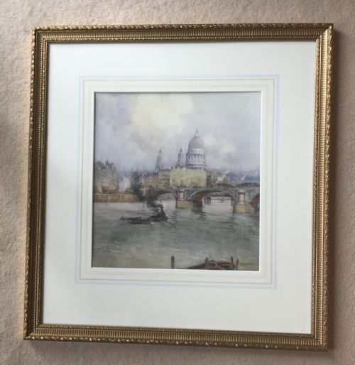MARY HAGARTY WATERCOLOUR ST PAULS AND THE CITY OF LONDON FROM THE RIVER THAMES - ADDITIONAL PHOTO 1
