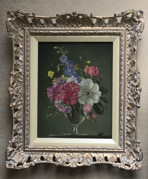 JAMES NOBLE PAIR OIL PAINTINGS SPRING FLOWERS IN A GLASS VASE AND COMPANION - ADDITIONAL PHOTO 3