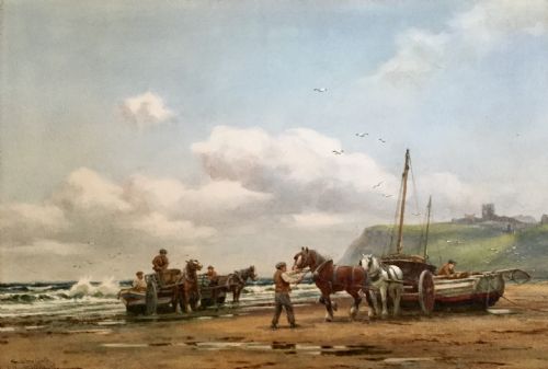 george hamilton constantine watercolour scarborough castle - CATEGORY: ANTIQUE ART - DATED 1920
