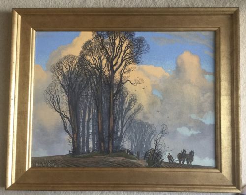 MICHAEL REILLY GOUACHE PAINTING PLOUGHINGAUTUMN - ADDITIONAL PHOTO 1