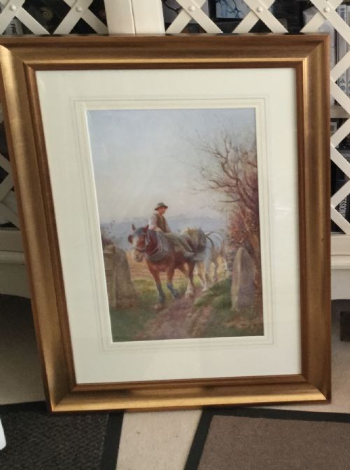 EDWIN BOTTOMLEY WATERCOLOUR RETURNING HOME AT THE END OF THE DAY - ADDITIONAL PHOTO 1