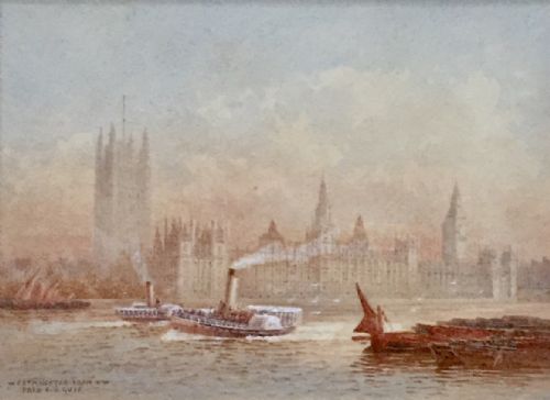 FREDERICK EJGOFF PAIR WATERCOLOURS WESTMINSTER FROM THE SOUTH WEST AND LONDON BRIDGE - ADDITIONAL PHOTO 1
