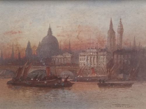 FREDERICK EJGOFF PAIR WATERCOLOURS WESTMINSTER FROM THE SOUTH WEST AND LONDON BRIDGE - ADDITIONAL PHOTO 2