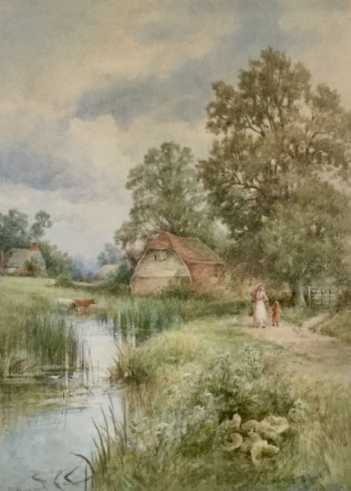 henry jkinnaird watercolour an old mill sussex - CATEGORY: ANTIQUE ART - DATED 1900