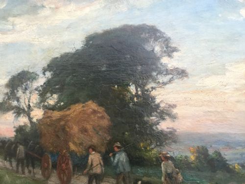 WILIAM GREAVES OIL PAINTING RETURN FROM THE HARVEST AT DUSK - ADDITIONAL PHOTO 3