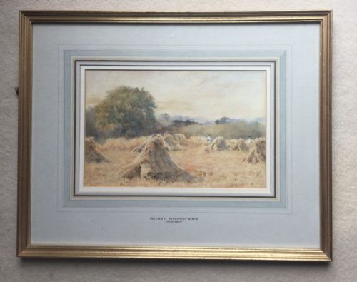 WILMOT PILSBURY WATERCOLOUR HARVEST AT DUSK - ADDITIONAL PHOTO 1