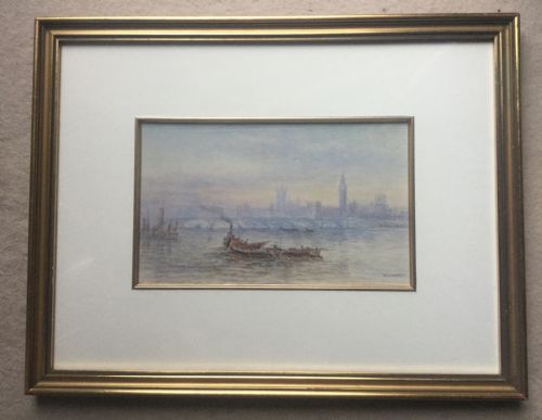 WALTER DUNCAN WATERCOLOUR THE HOUSES OF PARLIAMENT FROM THE RIVER THAMES - ADDITIONAL PHOTO 1