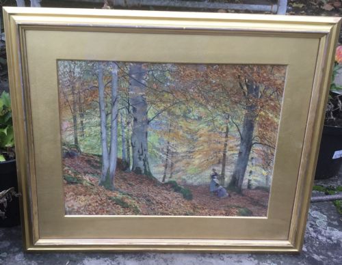 JAMES THOMAS WATTS WATERCOLOUR WELSH BEECHWOOD IN AUTUMN - ADDITIONAL PHOTO 1