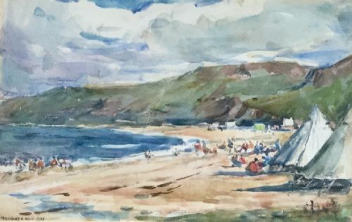 rowland henry hill watercolour runswick bay towards kettleness - CATEGORY: ANTIQUE ART - DATED 1930