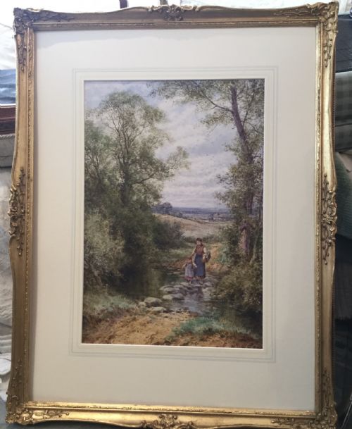 HENRY JOHN SYLVESTER STANNARD WATERCOLOUR OVER THE STEPPING STONES - ADDITIONAL PHOTO 1