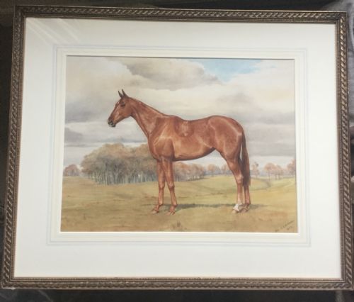 ALDERSON SISTERS WATERCOLOUR RACEHORSE IN A WOODED LANDSCAPE - ADDITIONAL PHOTO 1