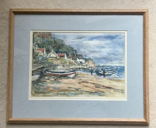 ROWLAND HENRY HILL WATERCOLOUR RUNSWICK BAYNORTH YORKSHIRE - ADDITIONAL PHOTO 1